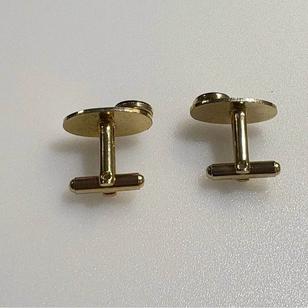 Cuff Links Gold Tone with Black Stone Accents